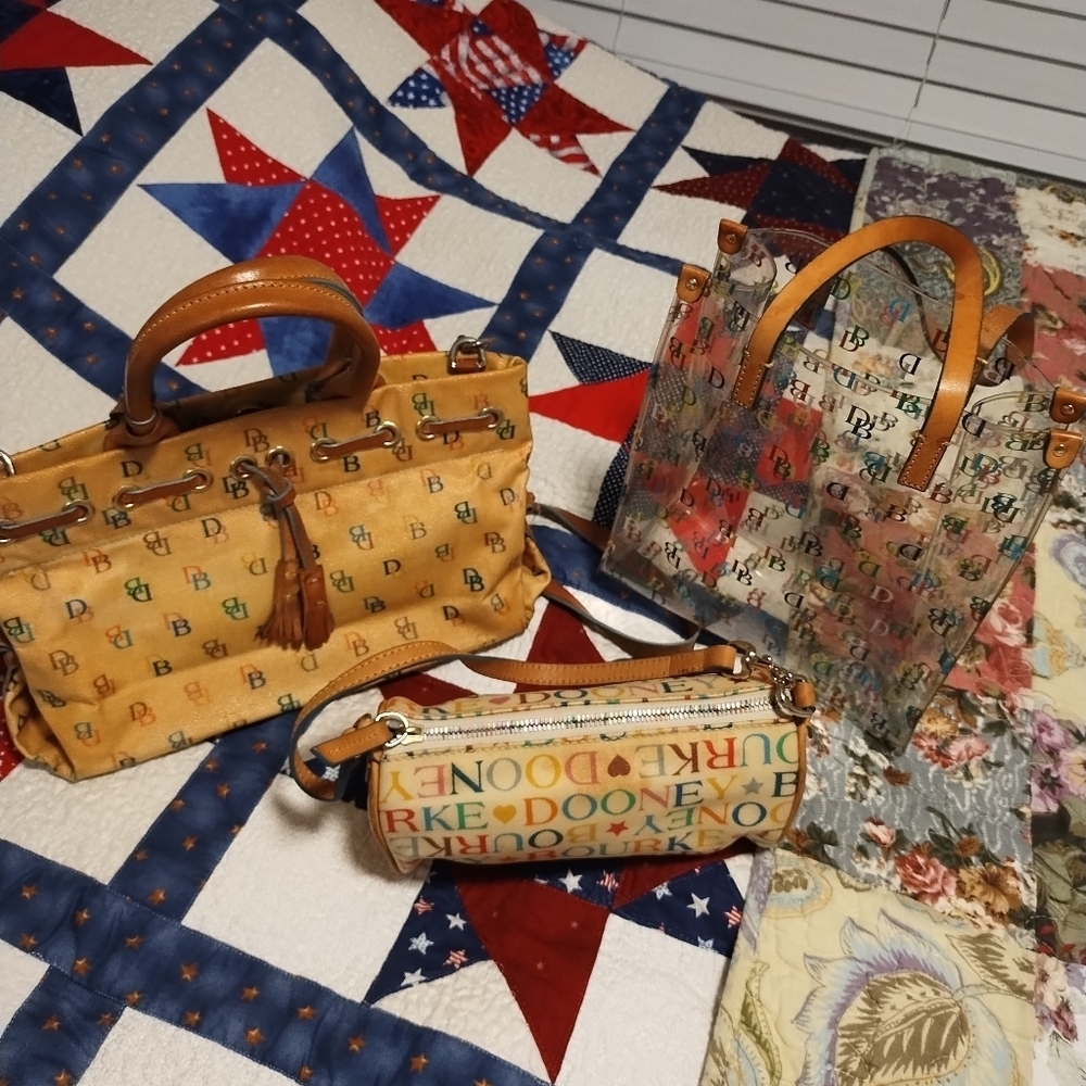 3 Vintage Dooney & Bourke  "D&B"  Multicolor Purses